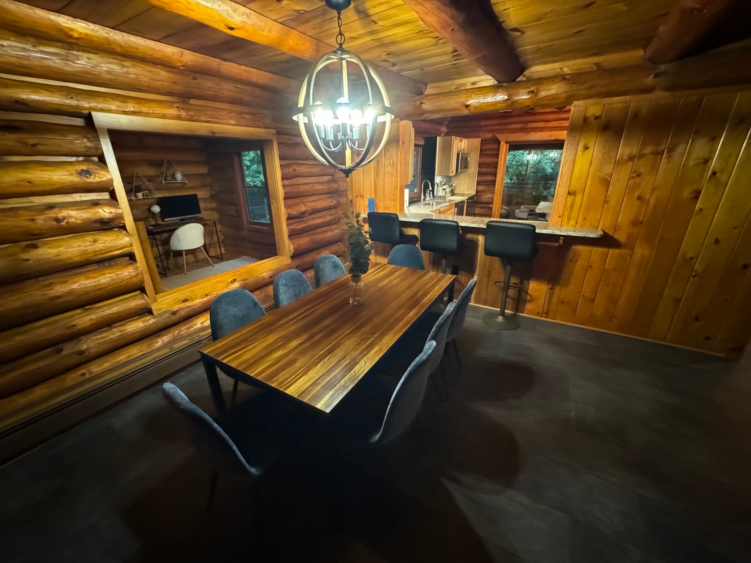 Dining room with pass‑through to kitchen